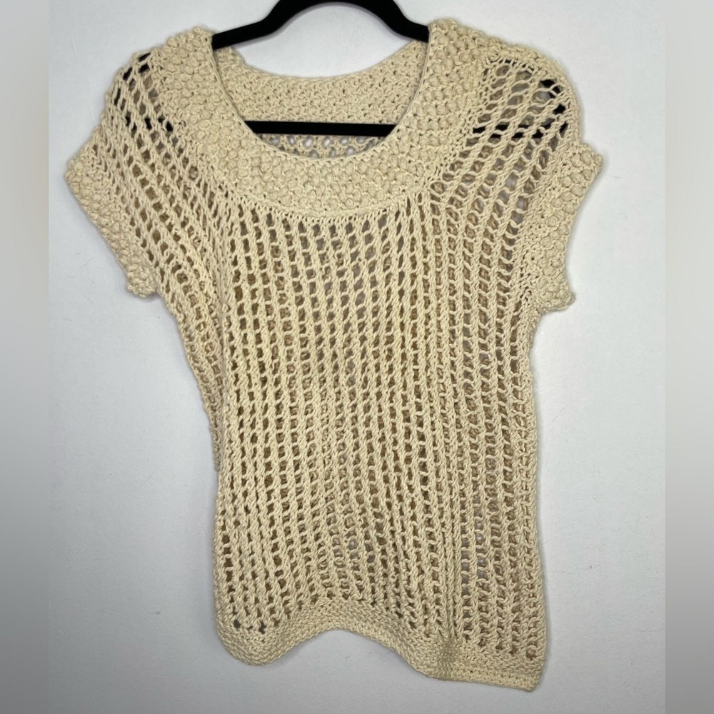 Handmade cream boho knit neutral top